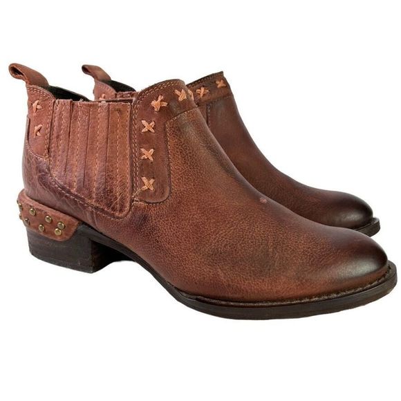 Naughty Monkey Shoes - Naughty Monkey Womens Rustic Ankle Booties Studded Boots Warm Brown Shoes  6.5